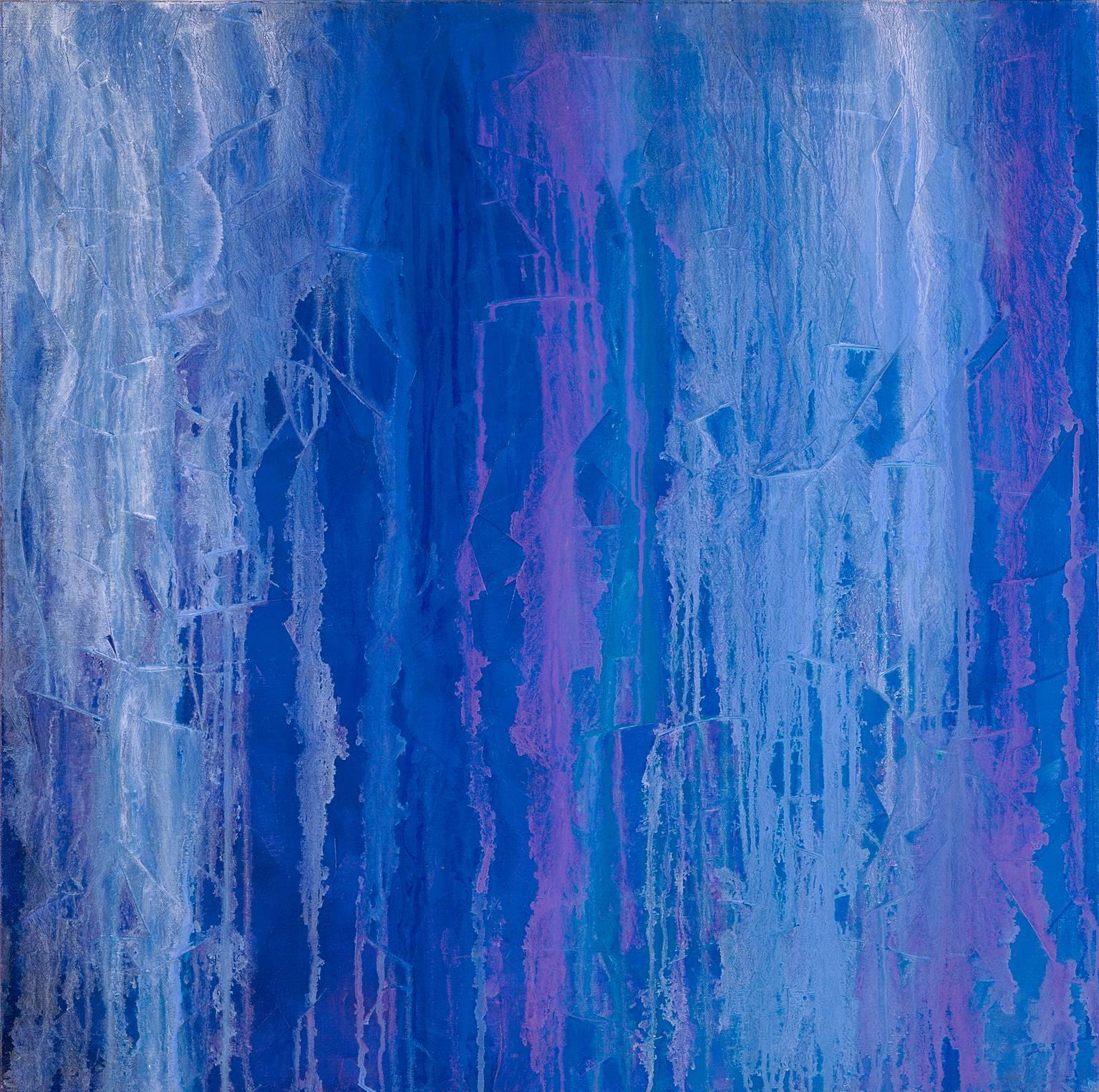 'Iris Field II', Medium Contemporary Abstract Minimalist Acrylic Painting - Blue Abstract Painting by Teodora Guererra
