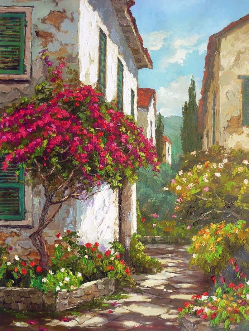 William Rengifo Landscape Painting - Garden Path - Italy