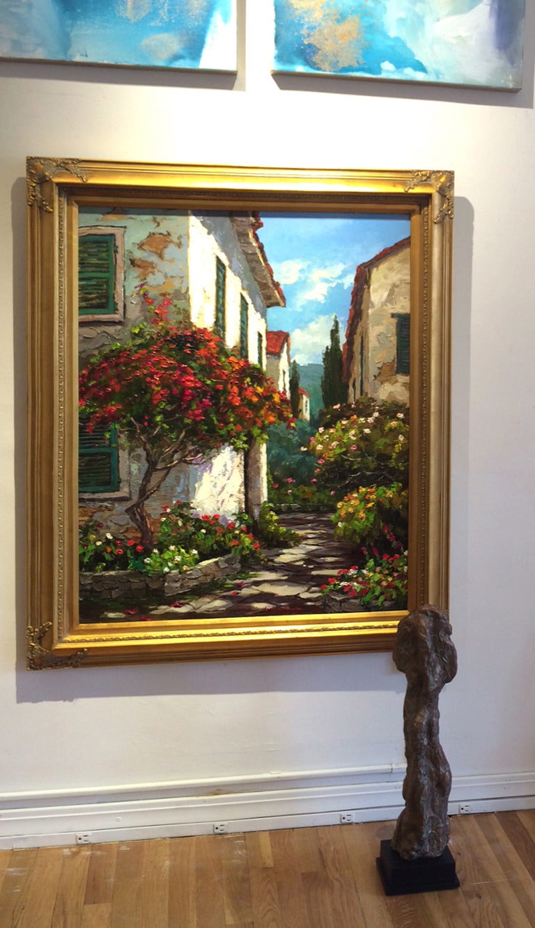 Garden Path - Italy - Brown Landscape Painting by William Rengifo