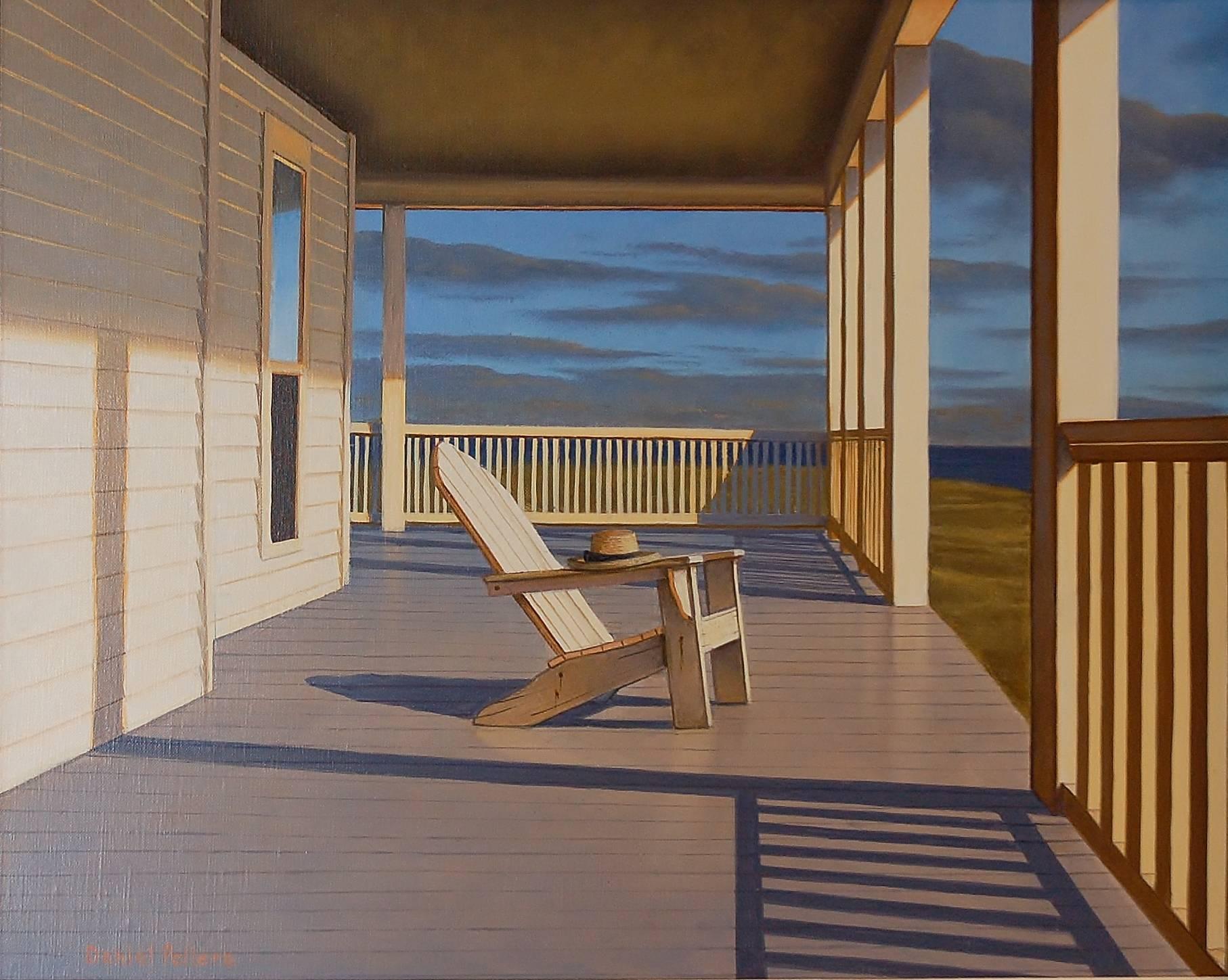 Daniel Pollera Landscape Painting - 'Watching the Sunset', Contemporary Realist Marine Oil Painting