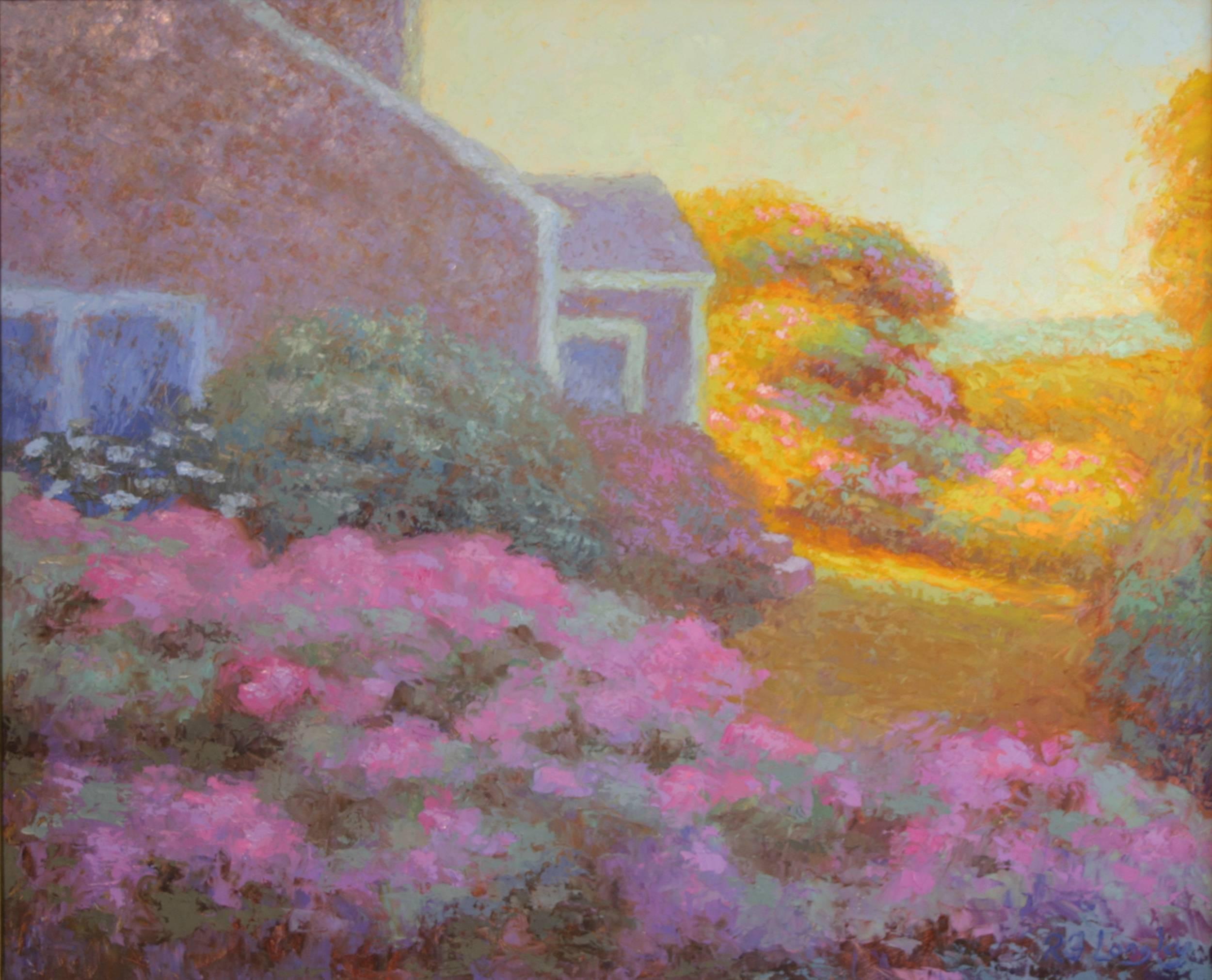Robert Longley Landscape Painting - 'Rosa Rugosa, Late Afternoon', Abstract Contemporary Landscape Acrylic Painting