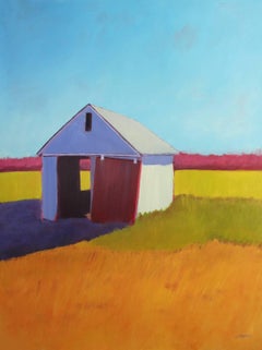 'Pumpkin Shed', Bold Contemporary Transitional Landscape Painting