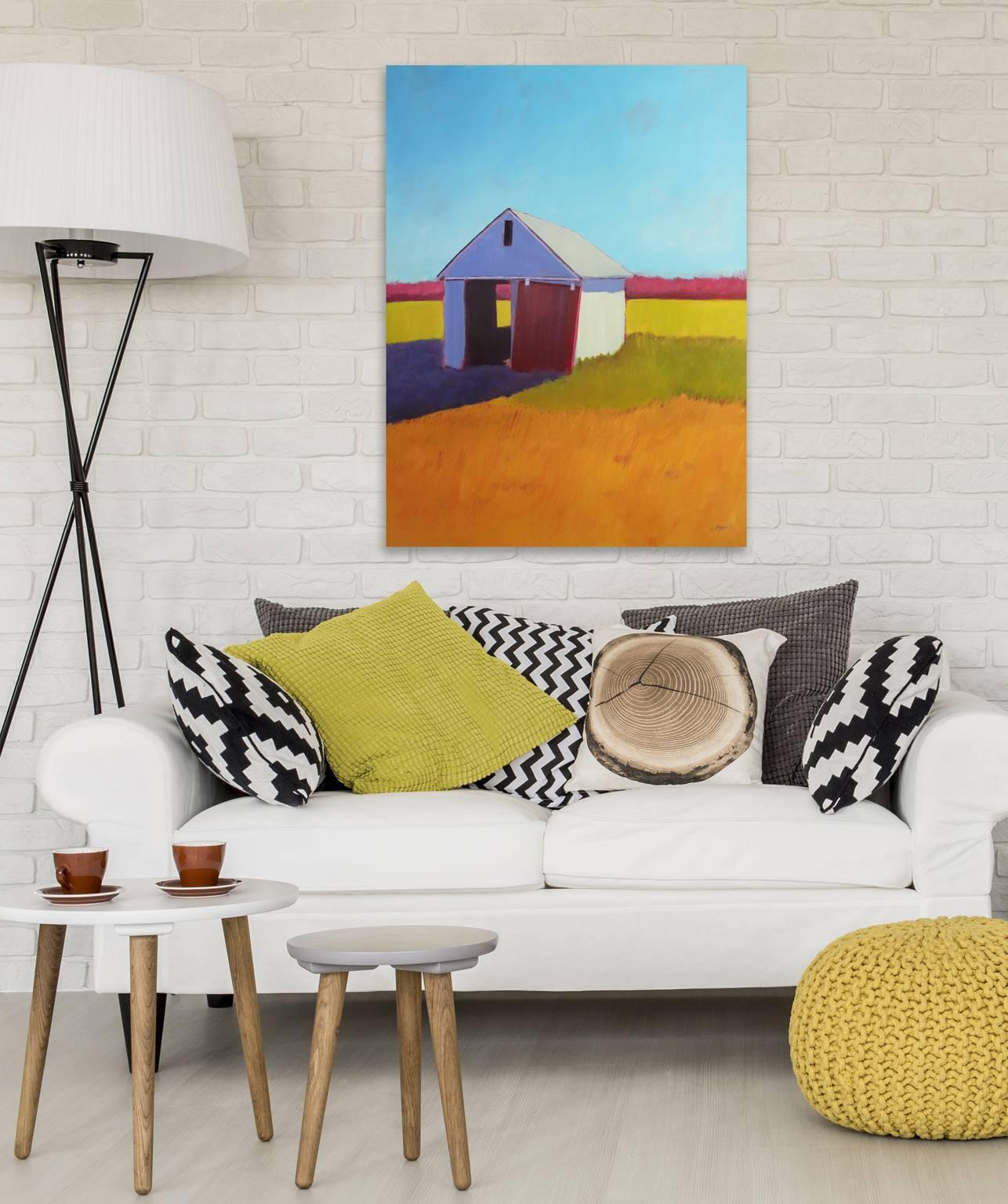 'Pumpkin Shed', Bold Contemporary Transitional Landscape Painting 3