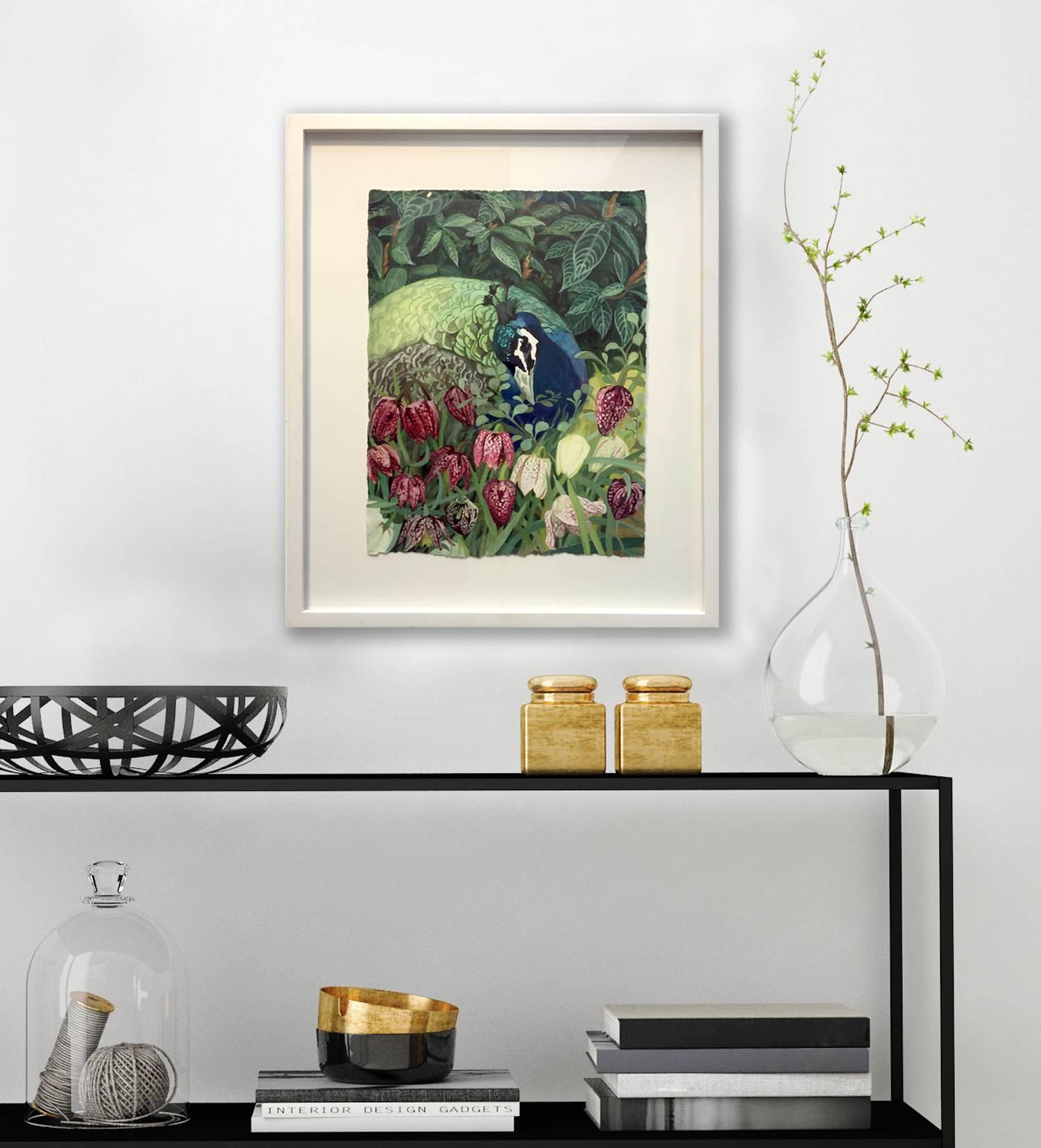 Floral, plant, nature art, nature paintings, ornithology art, bird, peacock, blue, flowers, pink, tropical, botanical art

ARTIST STATEMENT
The imagery in my paintings is derived from what is surprising and dazzling in the natural world. The focus