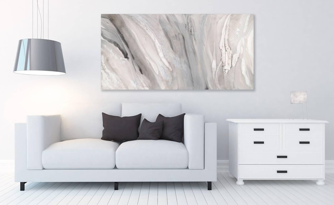 'Warm White', Large Contemporary Abstract Minimalist Acrylic Painting 2
