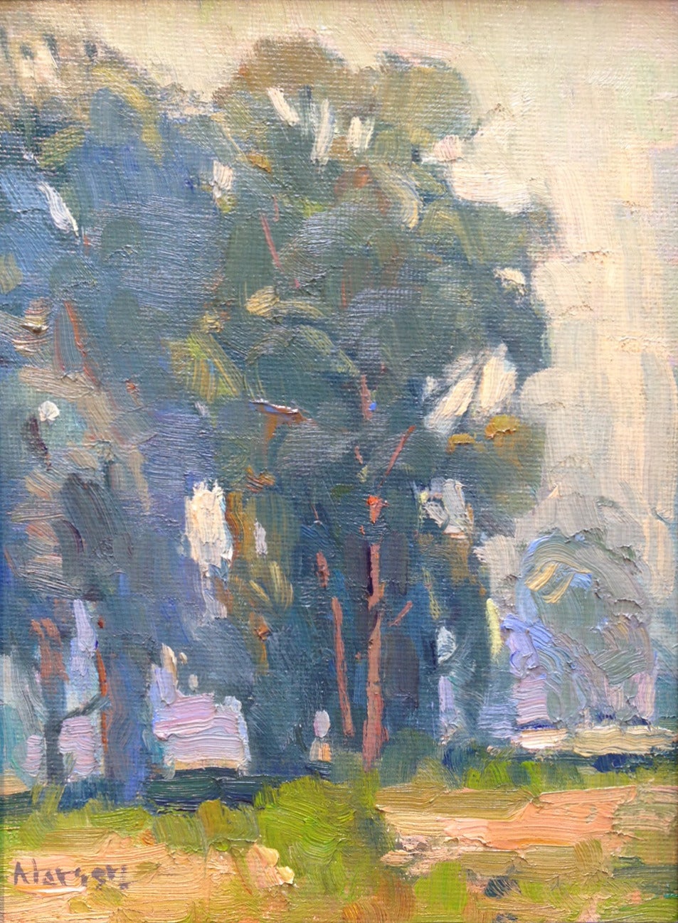 Ann Larsen Landscape Painting - Eucalyptus in Fog