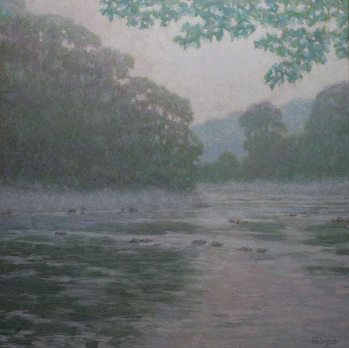 Robert Longley Landscape Painting - Misty Morning, Trout Stream