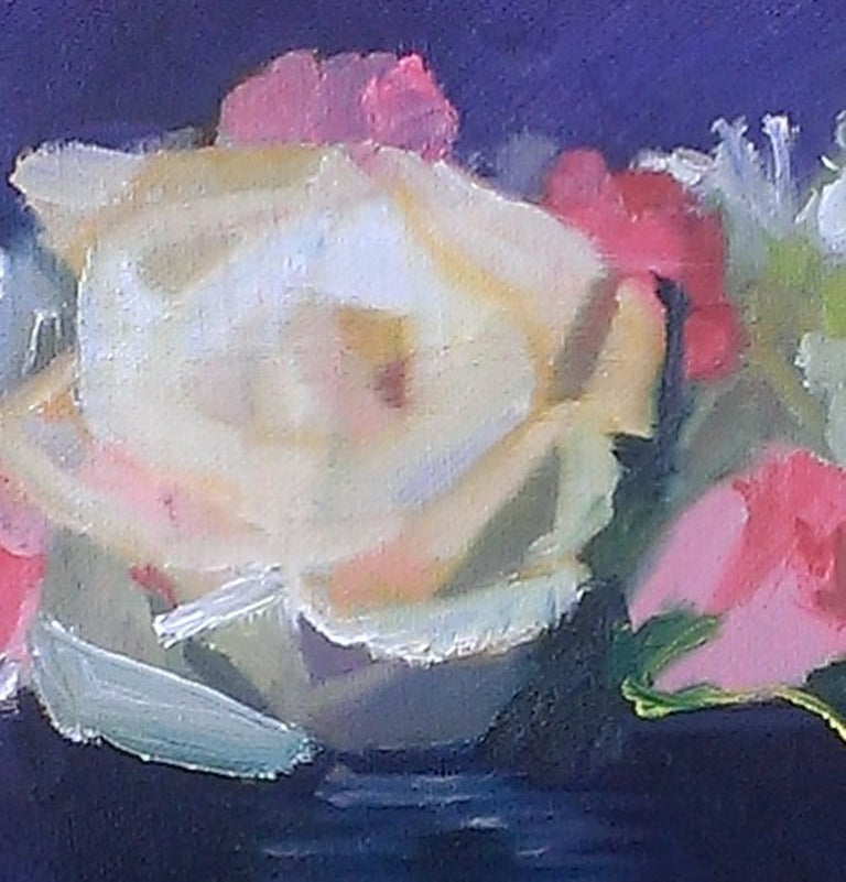 Blue Bowl with Roses - Painting by Christine Averill-Green