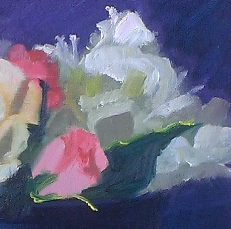 Blue Bowl with Roses - American Impressionist Painting by Christine Averill-Green