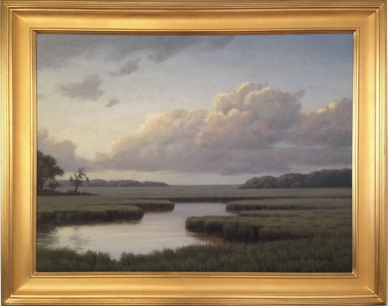 Late Day Beauty - Gray Landscape Painting by Ronald Tinney