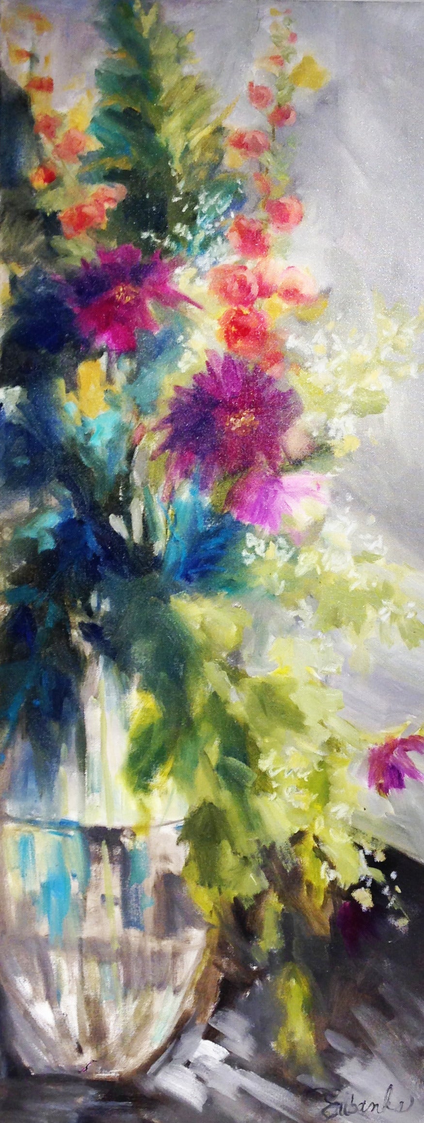 Lori Eubanks Still-Life Painting - Flowers on my Desk