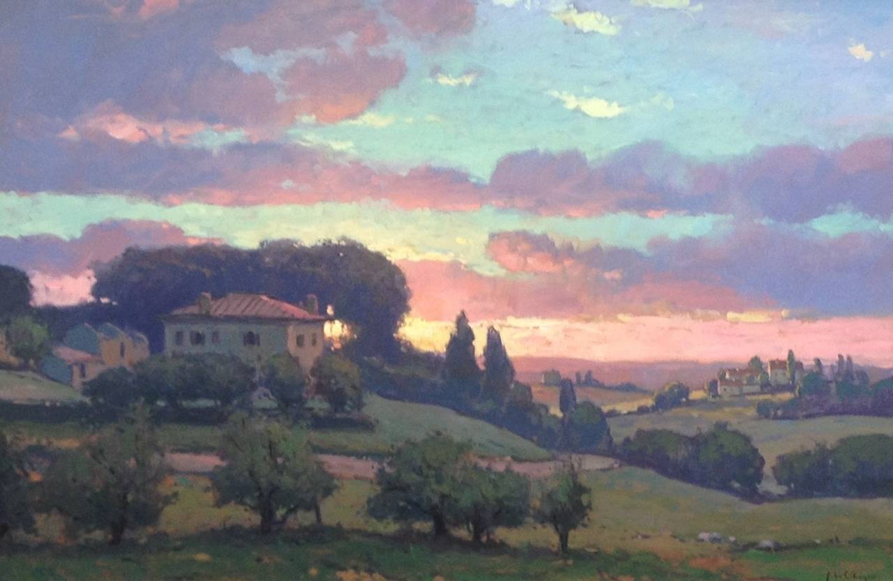 John C. Traynor Landscape Painting - Sunset in Tuscany