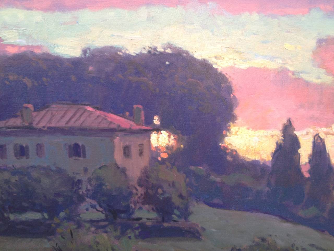 Sunset in Tuscany - Impressionist Painting by John C. Traynor