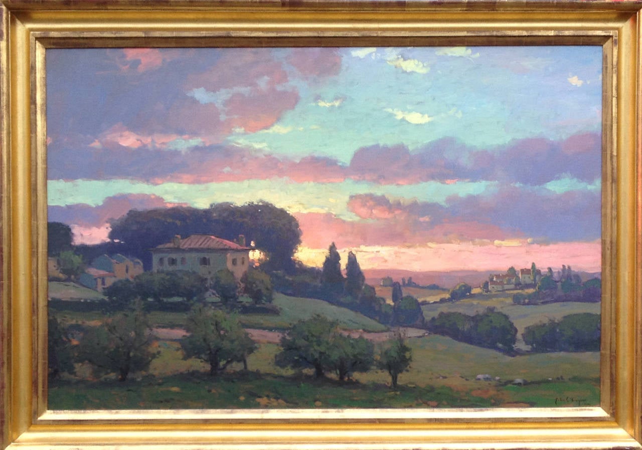 Sunset in Tuscany - Painting by John C. Traynor
