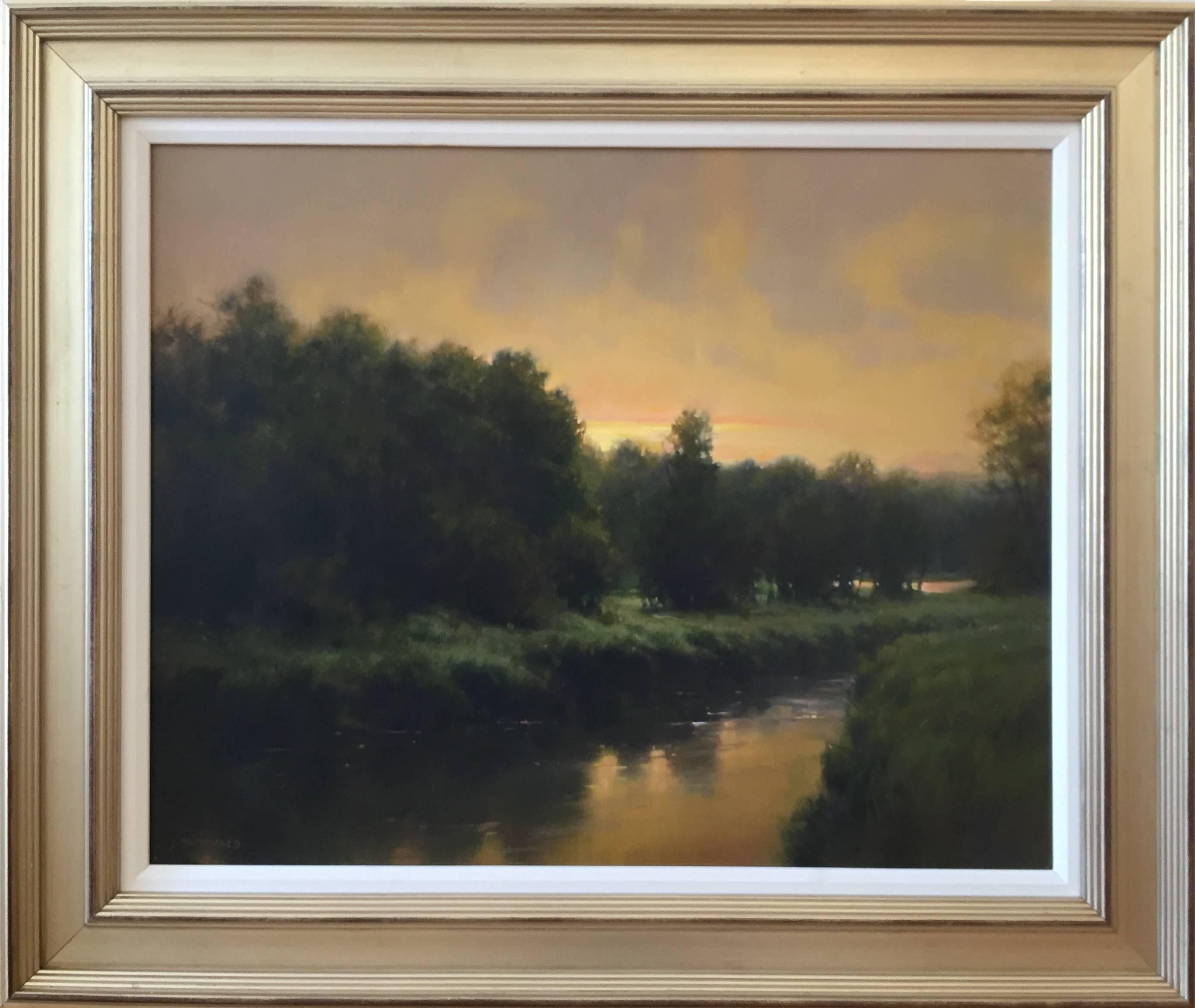 Summer Twilight - Black Landscape Painting by John MacDonald