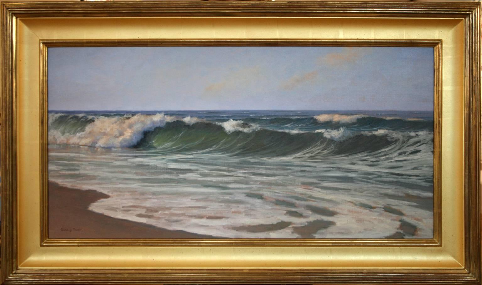 'Beach View', Cape Cod Modern Impressionist Marine Oil Painting - Gray Landscape Painting by Ronald Tinney