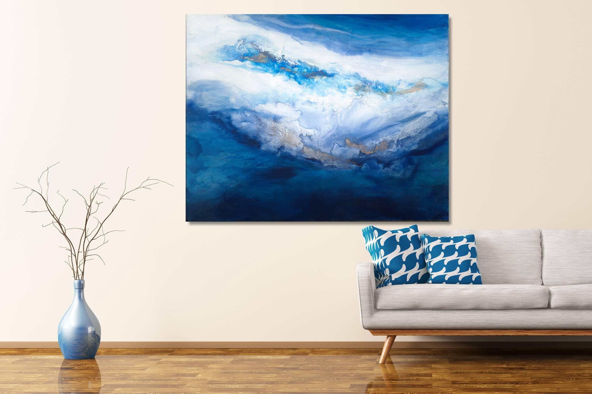 Northern Lights - Blue Abstract Painting by Teodora Guererra