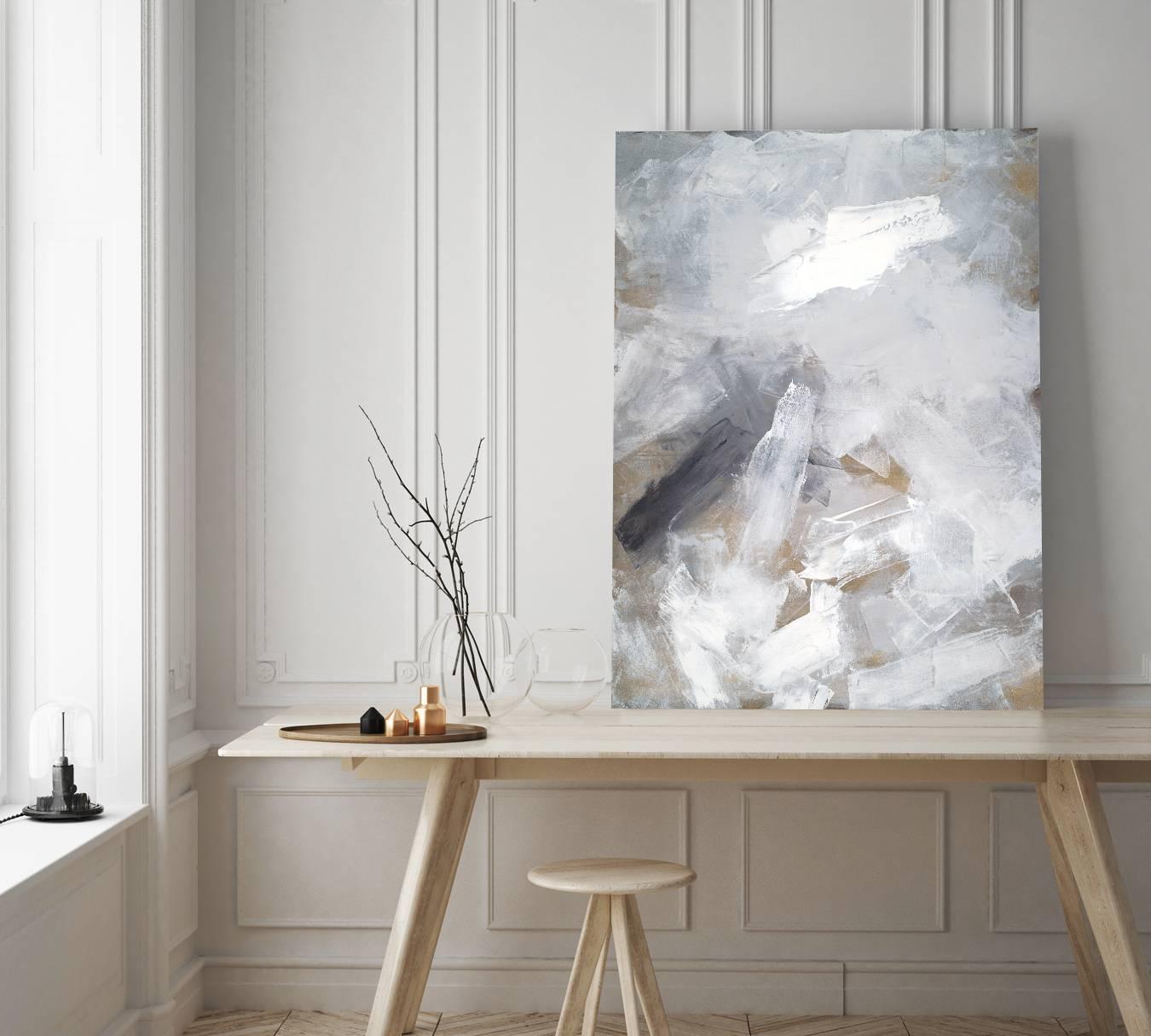 'Harmony in White', Large Contemporary Abstract Minimalist Acrylic Painting 1