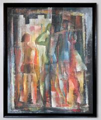 "Three Images, " 1950s Modern Abstract Painting