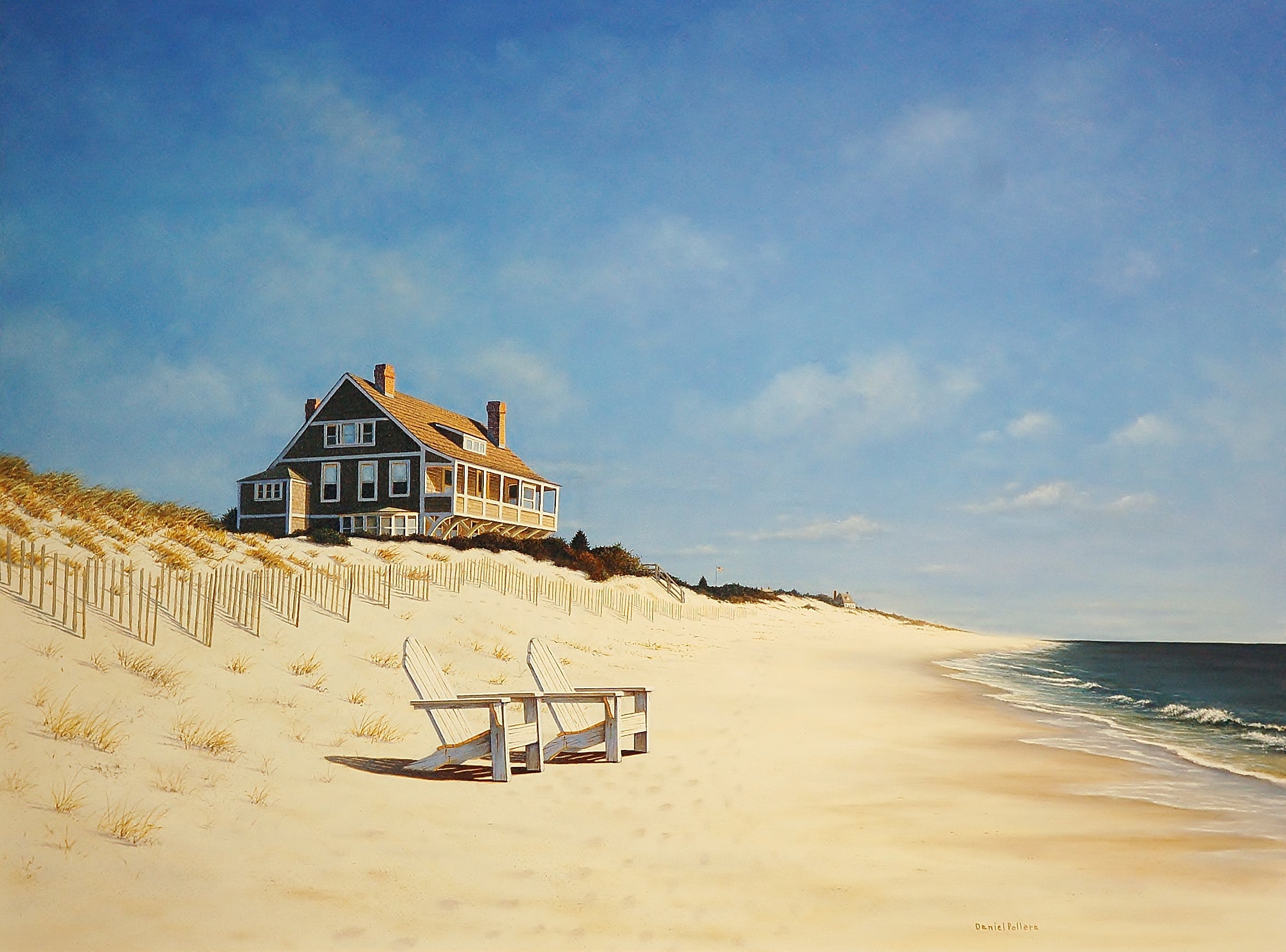 Mid Day At East Hampton Beach Contemporary Realist Marine Oil Painting