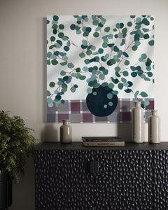 « Un instant », peinture à l'huile contemporaine représentant un motif floral abstrait