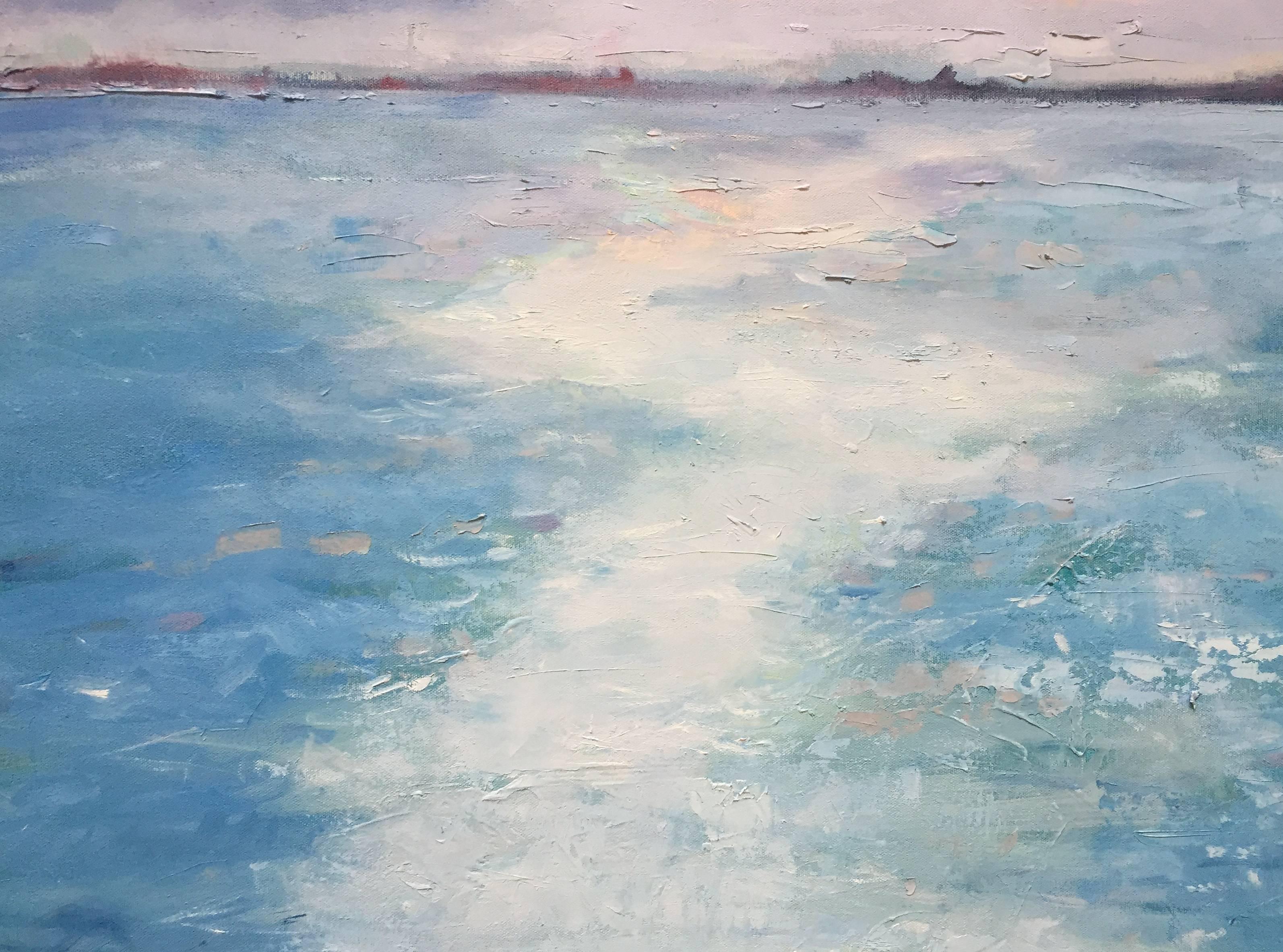 Saint Martin Sunset - Blue Landscape Painting by Miranda Girard