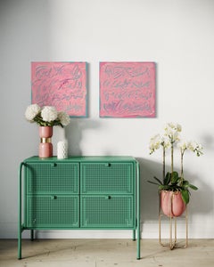 'Pillow Talk I & II (pair)', Original Abstract Text-based Painting