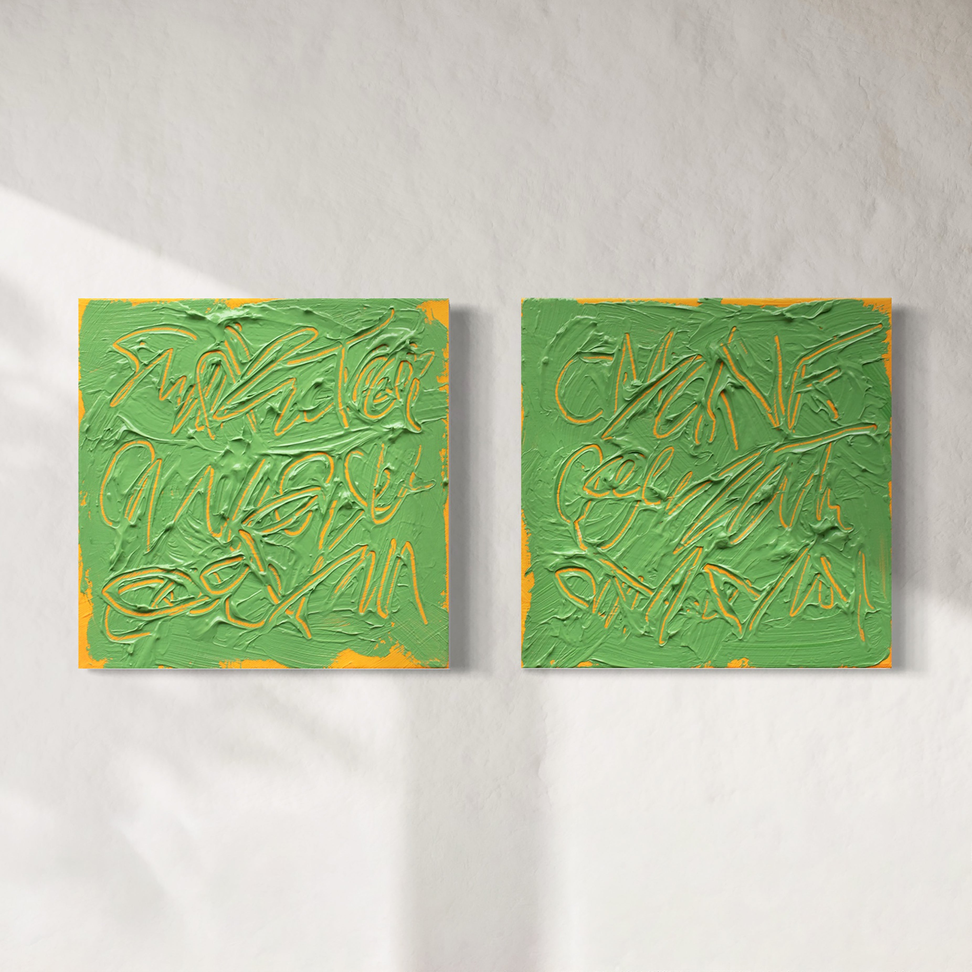 'Don't Forget I & II (pair)', Original Abstract Text-based Painting