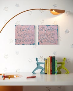 'Wish You Were Here / Write Back Soon, Original Abstract Text-based Painting