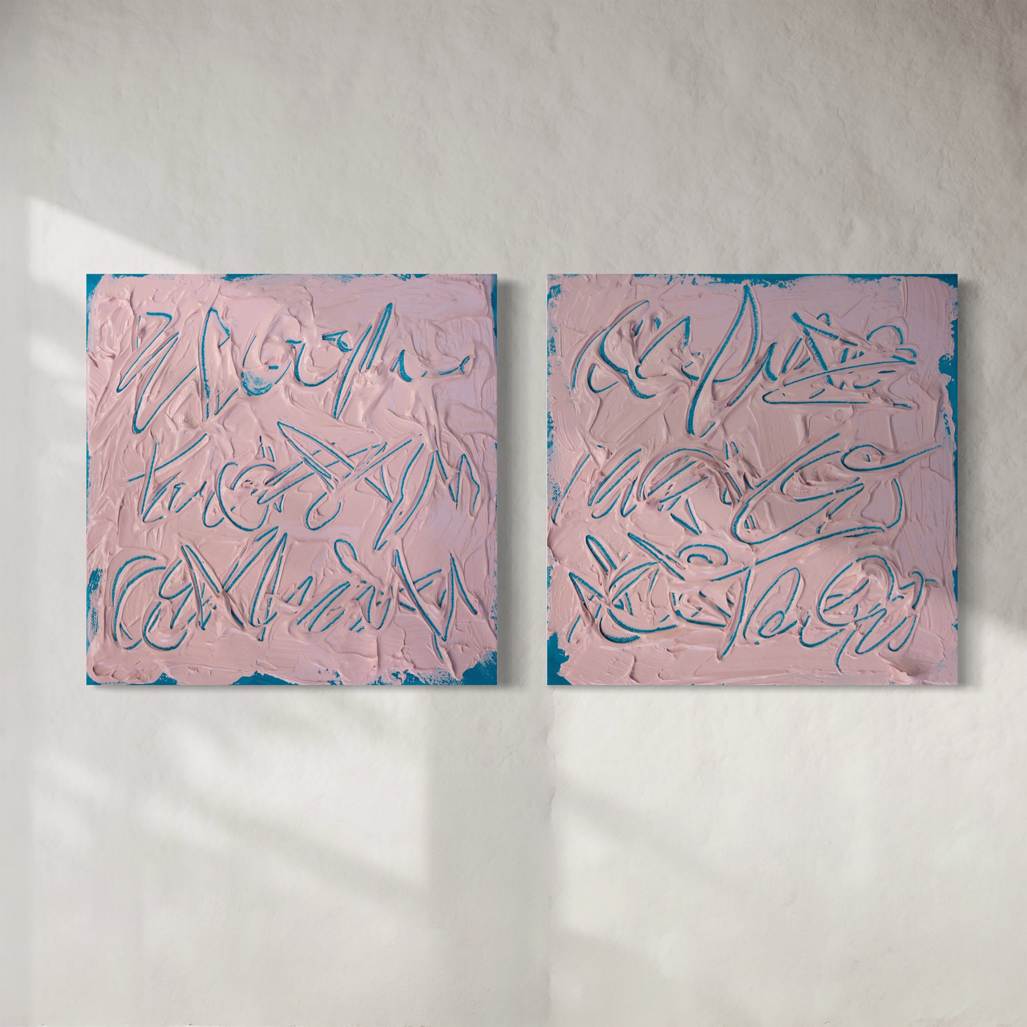 'Wish You Were Here / Write Back Soon, Original Abstract Text-based Painting