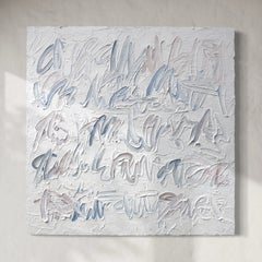 „Under My Breath“, abstraktes, textbasiertes Ölgemälde (Original)