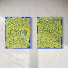 « Loud & Clear I & II (paire) », peinture abstraite originale à base de texte