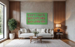 „Say It Straight“, abstraktes Ölgemälde mit Textmotiv