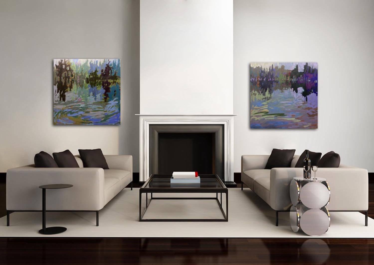 Deep Reflections - Gray Abstract Painting by Jane Schmidt