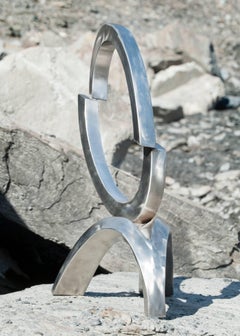 'Stainless Deuce', abstract geometric aluminum indoor/outdoor sculpture