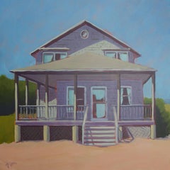 'Cottage for Rent', Transitional Contemporary Cottage Acrylic Painting