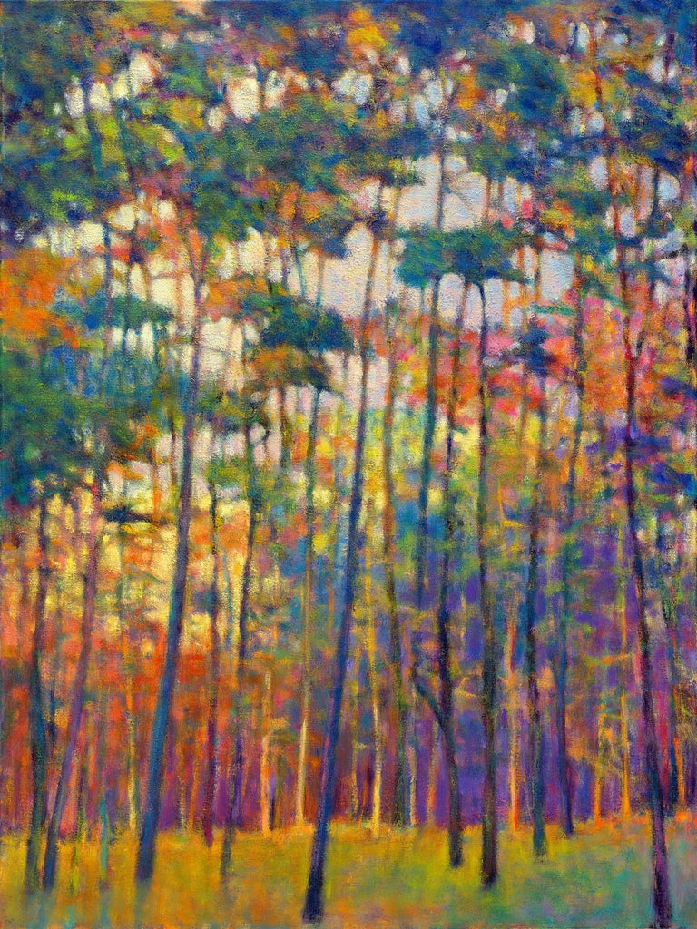 Glittering Forest Large Transitional Colorful Landscape Oil Painting