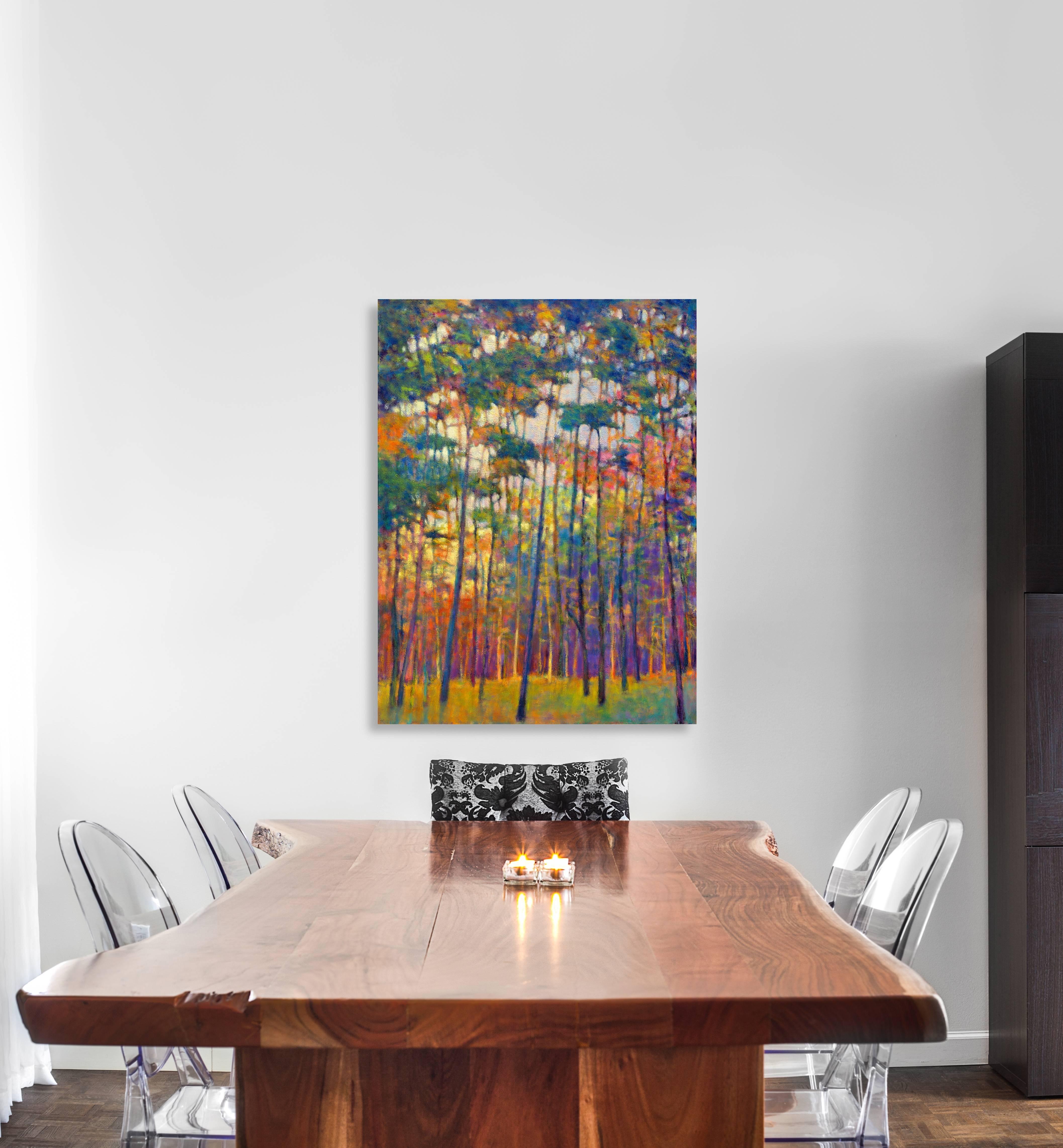 Glittering Forest - Brown Landscape Painting by Ken Elliott