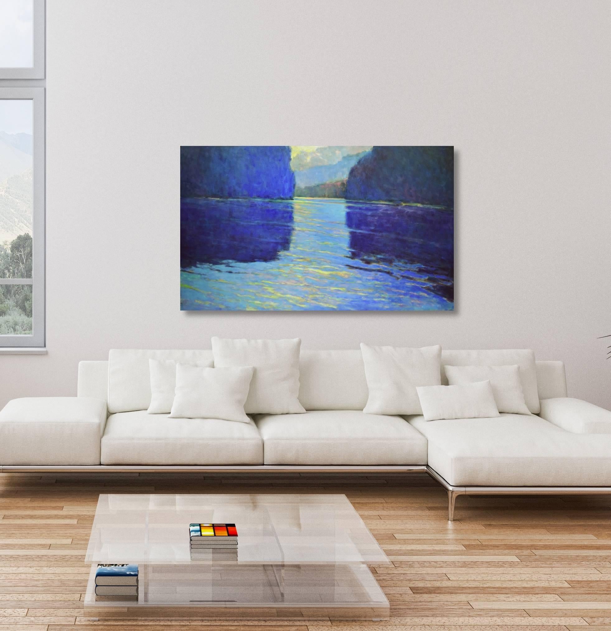 'Lake Palette II', Large Transitional Colorful Landscape Oil Painting 1