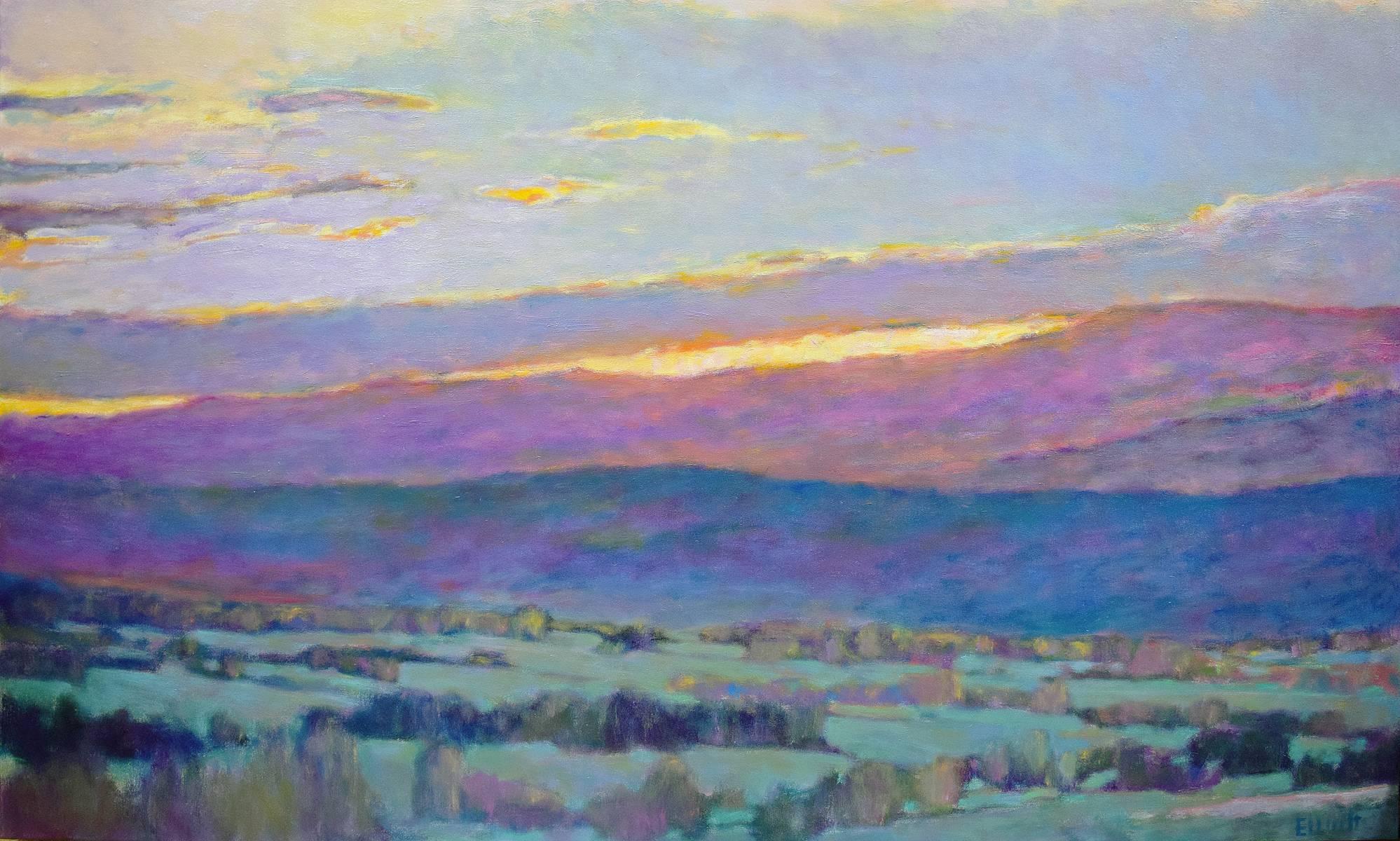 Ken Elliott Landscape Painting - Sun Behind the Foothills