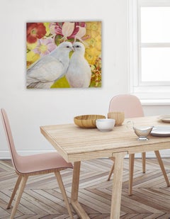 Peace, Contemporary Transitional Flora and Fauna Oil Painting