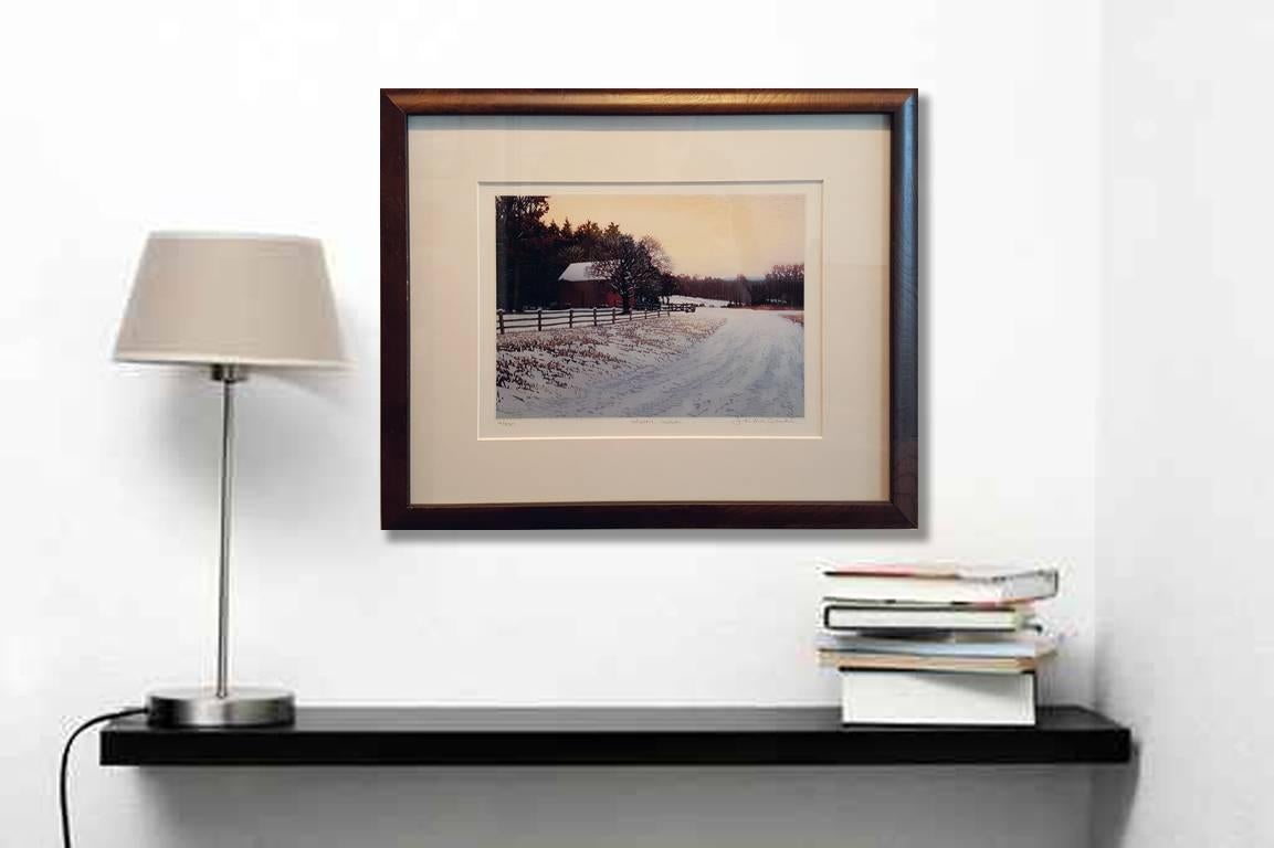 Winter Dusk - Gray Landscape Print by John MacDonald