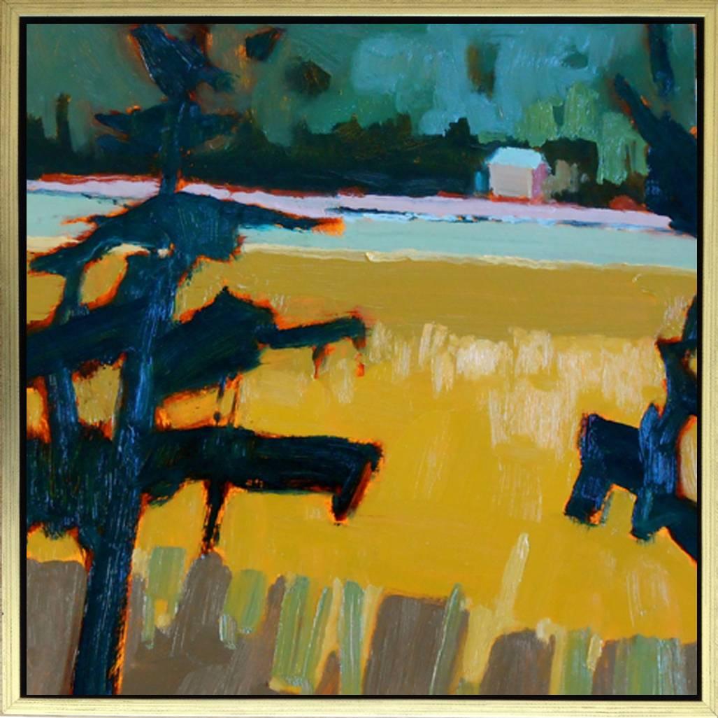 Vinalhaven #20 - Brown Landscape Painting by Jane Schmidt