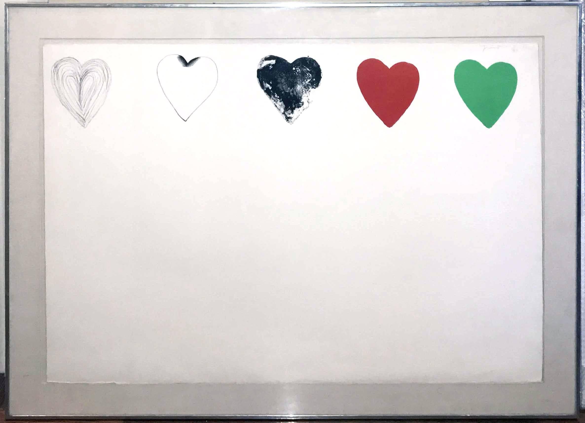 Jim Dine Abstract Print - Five Hearts