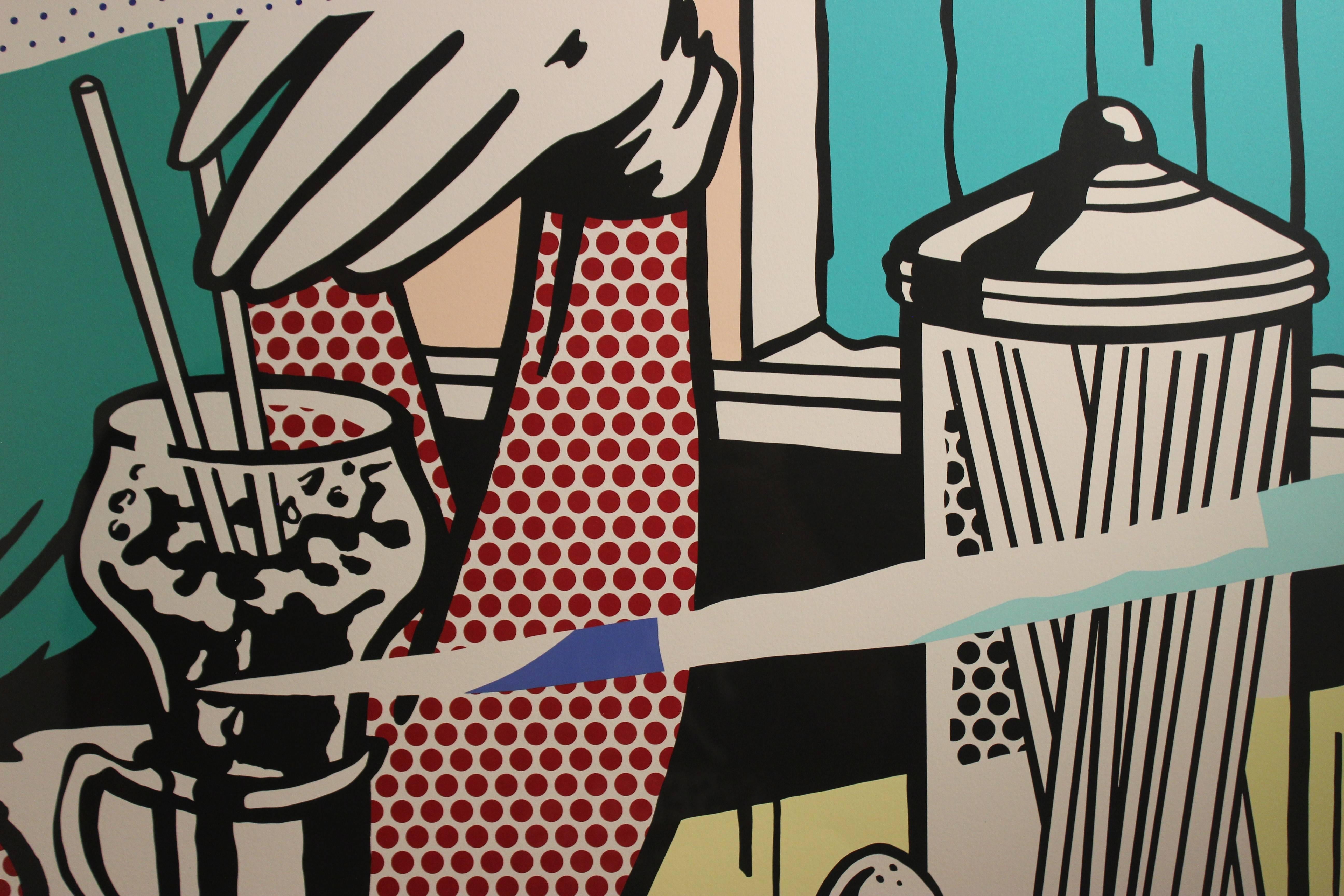 Artist: Roy Lichtenstein
Medium: Screenprint on Rives BFK paper
Title: Reflections on Soda Fountain
Year: 1991
Edition: AP 17/30
Image Size: 28 3/4