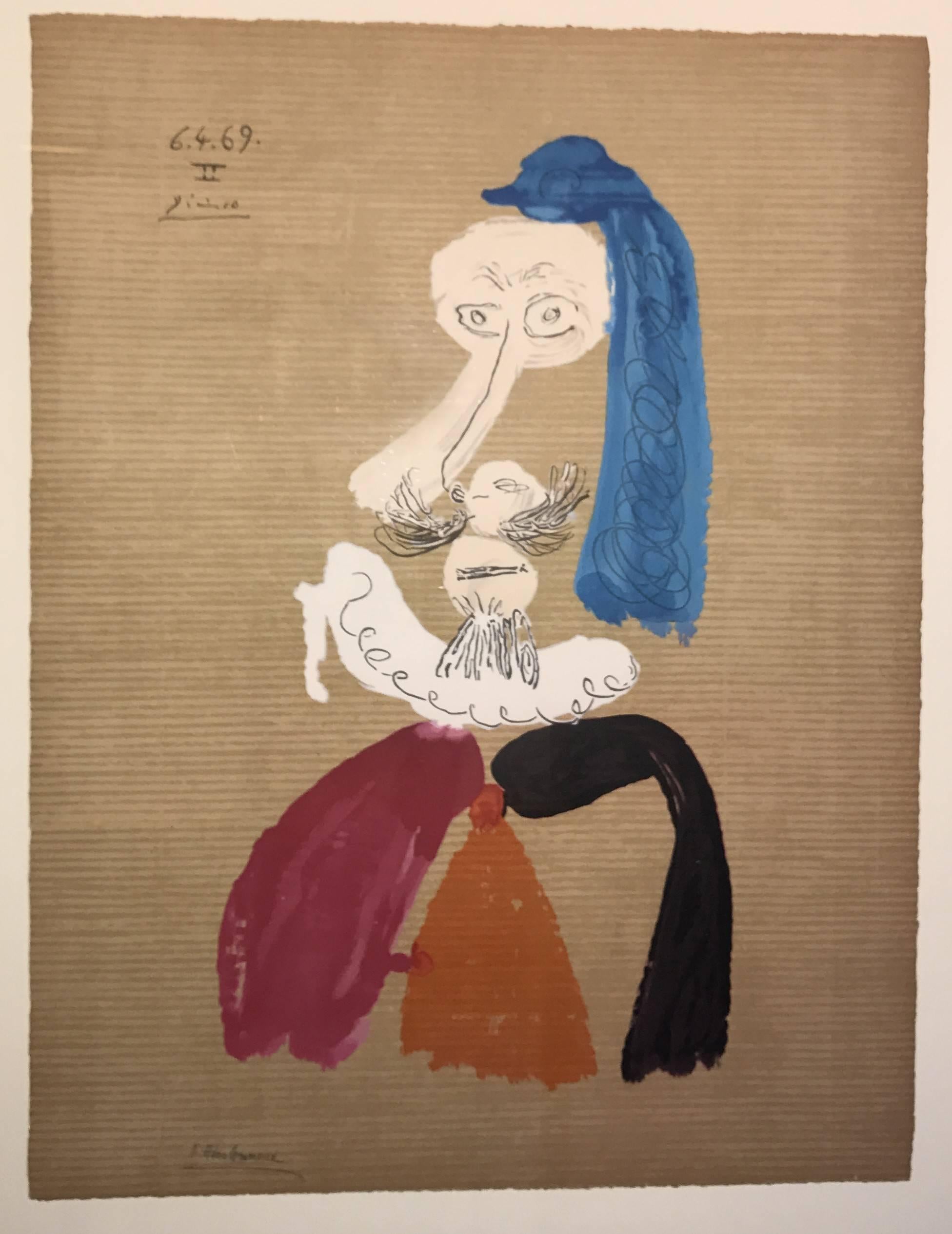 6.4.69 II, from Portraits Imaginaires - Brown Portrait Print by (after) Pablo Picasso