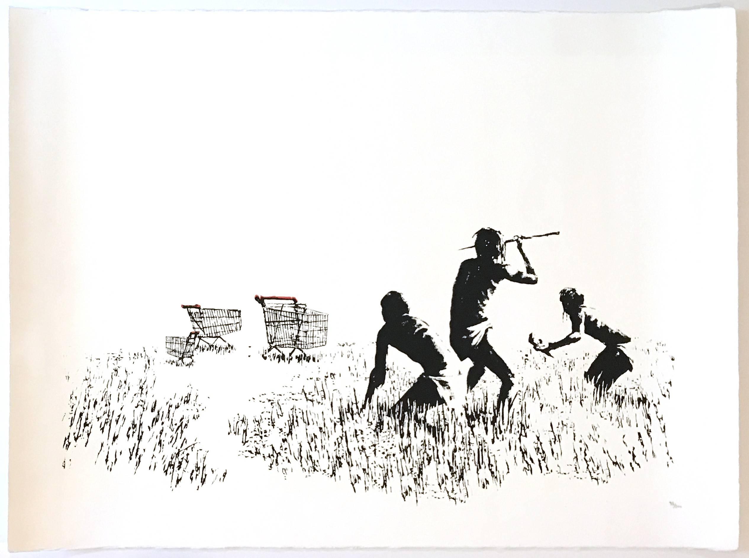 Trolleys (black & white) - Print by Banksy