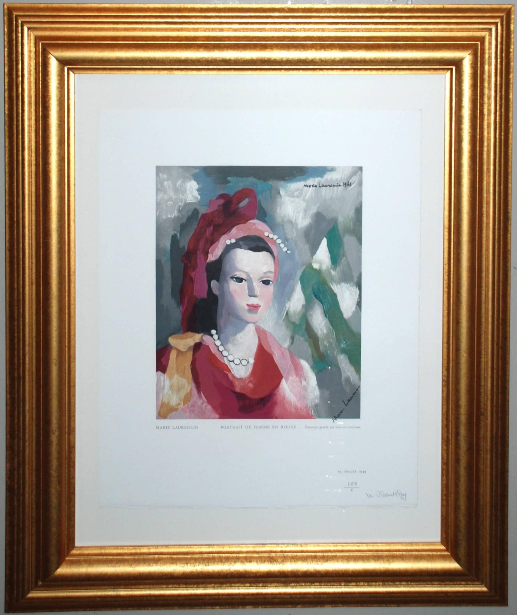 Portrait De Femme En Rouge - Print by (after) Marie Laurencin