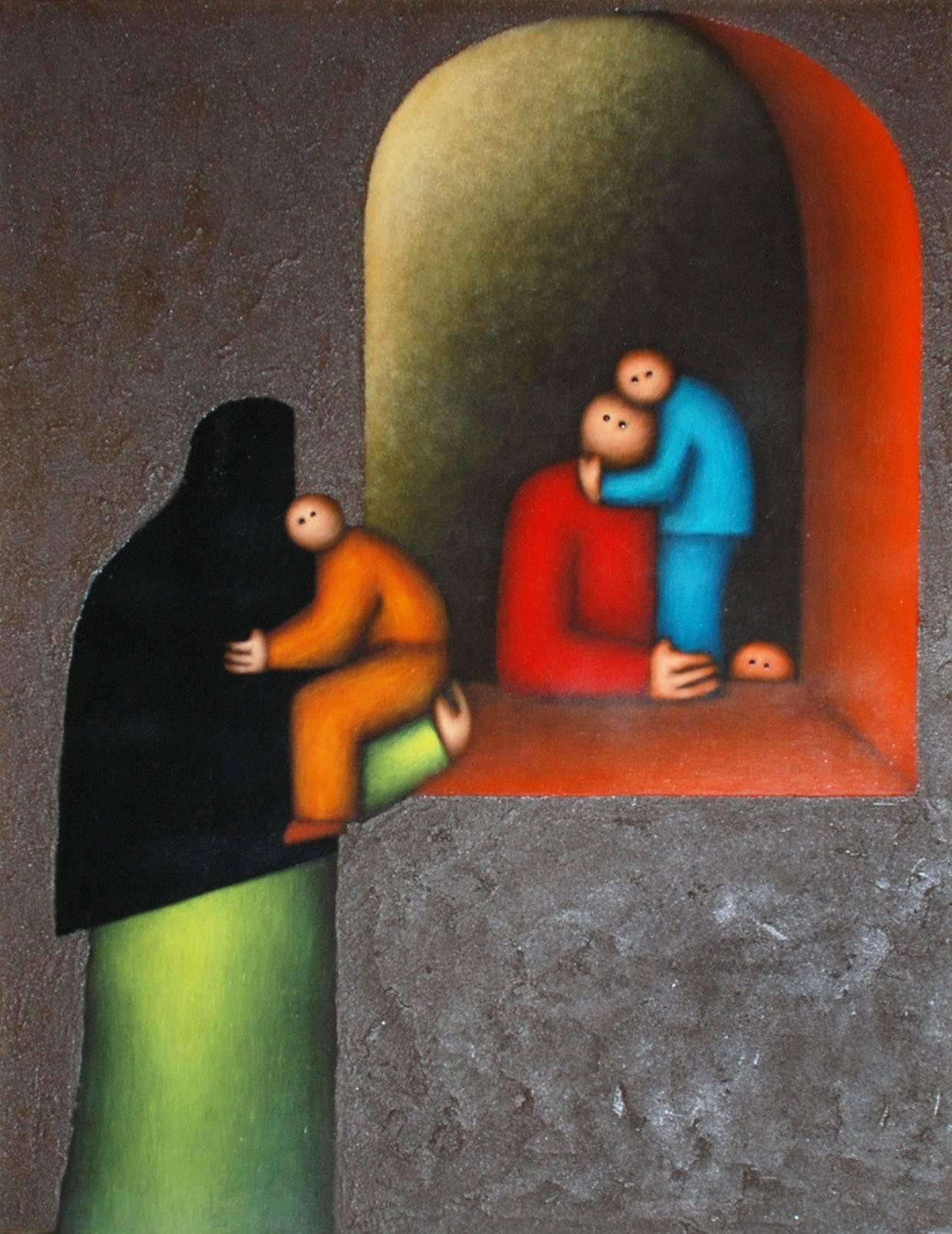 Jesus Mariano Leuus Figurative Print - Mujeres Platicando (Women Conversing)