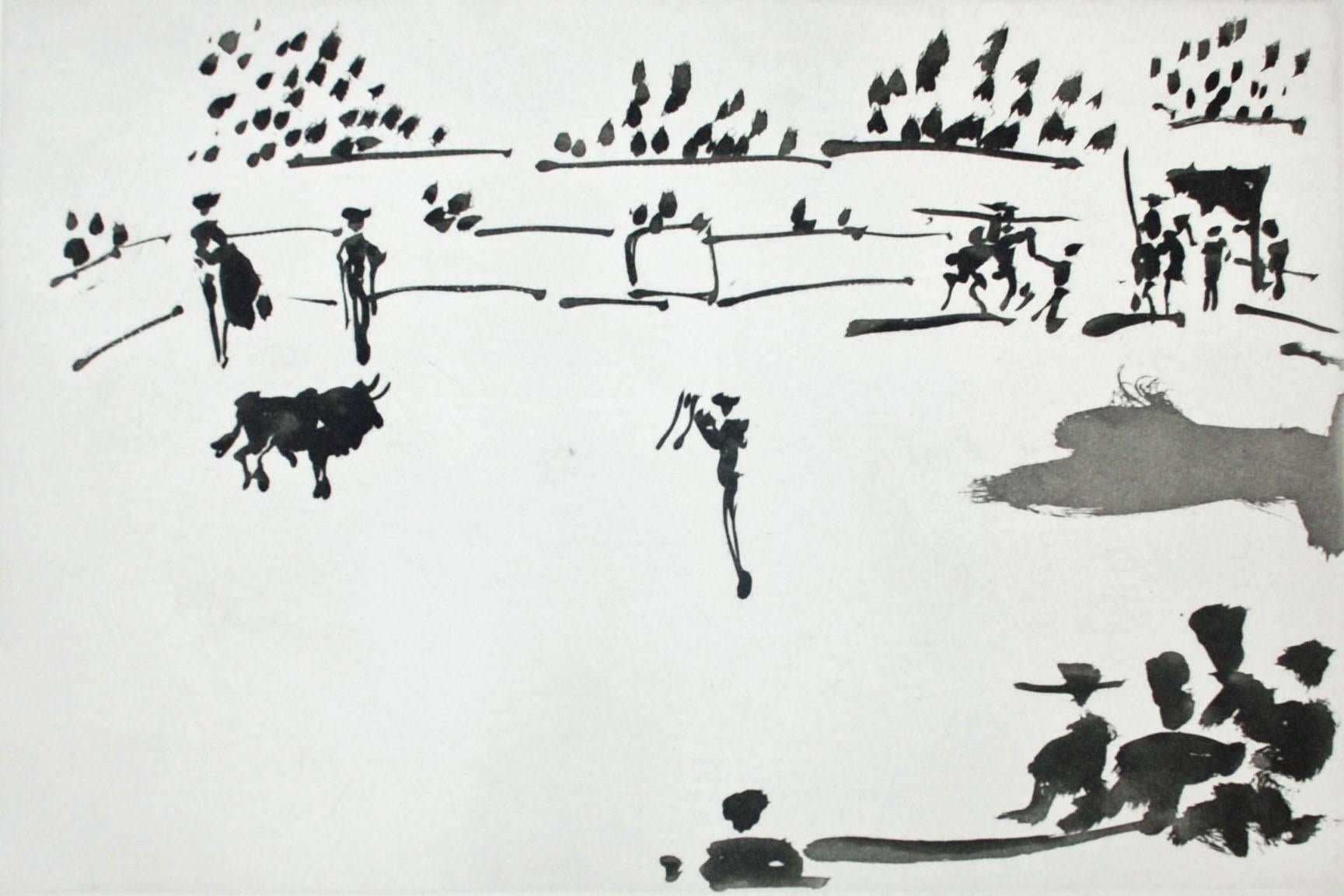 Pablo Picasso Landscape Print - Citando a Banderillas (Summoning to the Flags), from La Tauromaquia